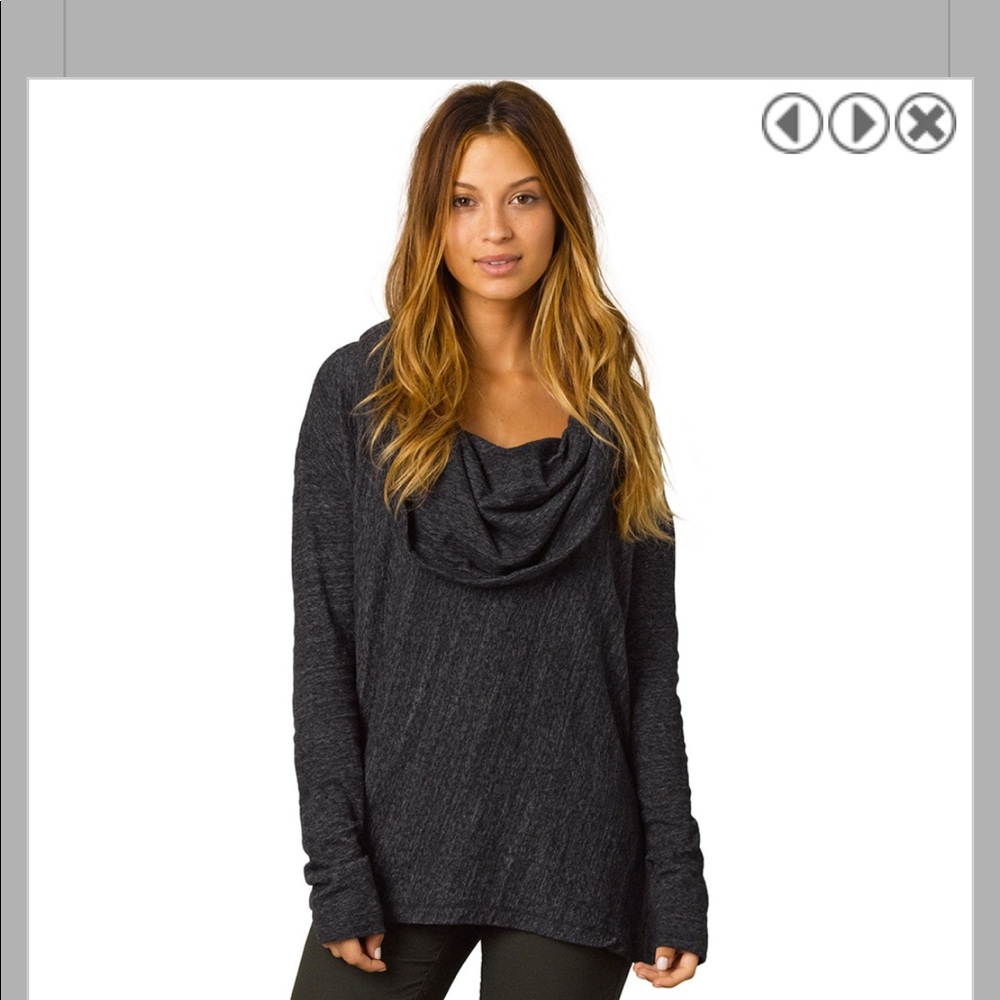 PrAna Black/Gray Cowl Neck